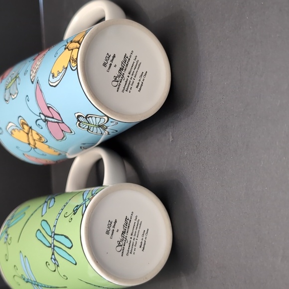 Bugz By Ursula Dodge Set If 2 Tall Ceramic Butterfly/ Dragonfly Mugs. - Picture 7 of 9